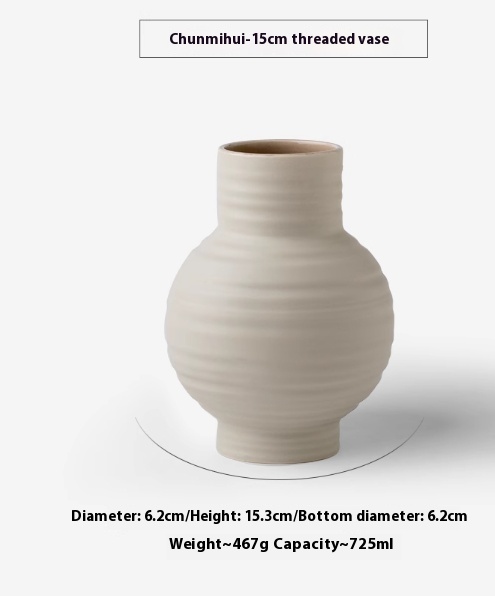 Big Belly Thread Ceramic Vase - Image 2