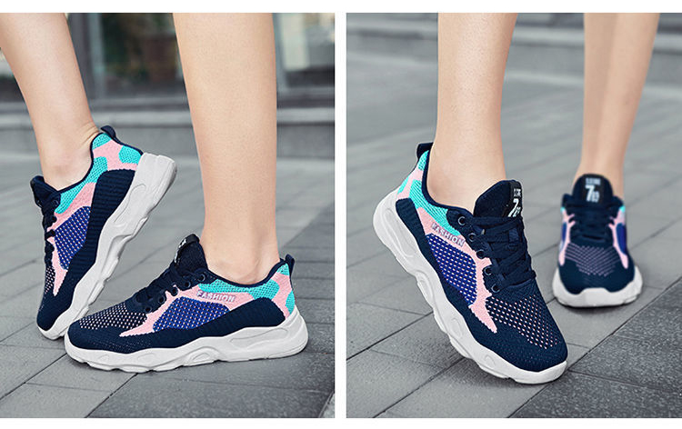 Casual Colorblock Lace - up Sneakers Women Versatile Breathable Lightweight Walking Running Shoes