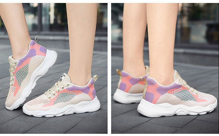 Casual Colorblock Lace - up Sneakers Women Versatile Breathable Lightweight Walking Running Shoes