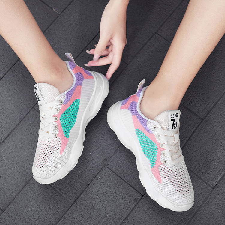 Casual Colorblock Lace - up Sneakers Women Versatile Breathable Lightweight Walking Running Shoes