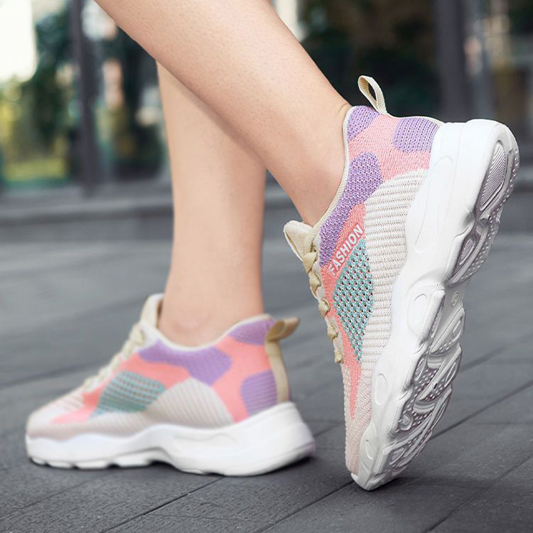 Casual Colorblock Lace - up Sneakers Women Versatile Breathable Lightweight Walking Running Shoes