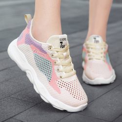 Casual Colorblock Lace - up Sneakers Women Versatile Breathable Lightweight Walking Running Shoes