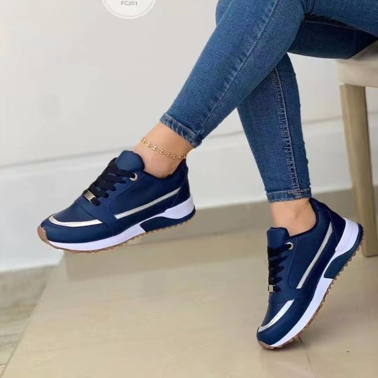 Casual Lace - up Flat Shoes Women Shallow Round Toe Sports Walking Sneakers