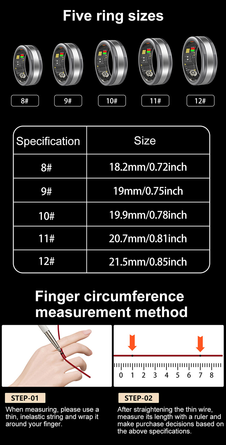 Heart Rate Blood Oxygen Sleep Monitoring Remote Control Selfie Step Counting Smart Ring