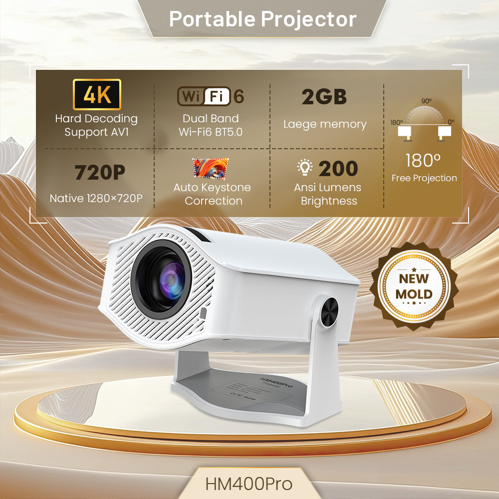 Household Barrel Portable HM400pro Projector