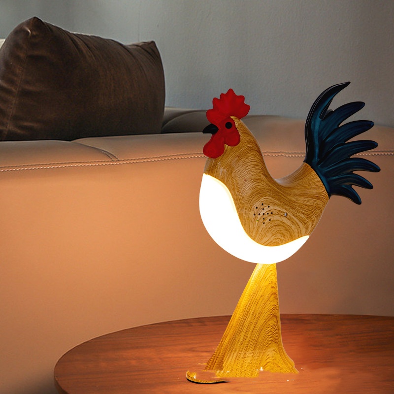 LED Rooster Night Light Touch With Sound Rechargeable Bedroom Bedside Lamp Dimmable Car Ambience Aroma Carrying Lamp Home Decor