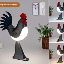LED Rooster Night Light Touch With Sound Rechargeable Bedroom Bedside Lamp Dimmable Car Ambience Aroma Carrying Lamp Home Decor