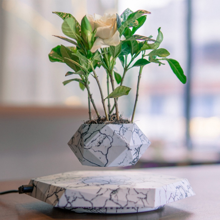 Levitating Plant Pot Marble Color Floating Planter - Image 2