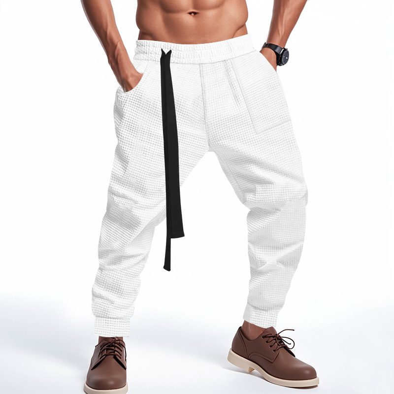 Men’s Casual Waffle Hip-Hop Jogger Pants - Image 3