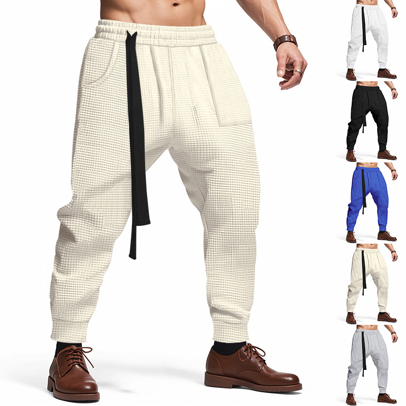 Men’s Casual Waffle Hip-Hop Jogger Pants - Image 6