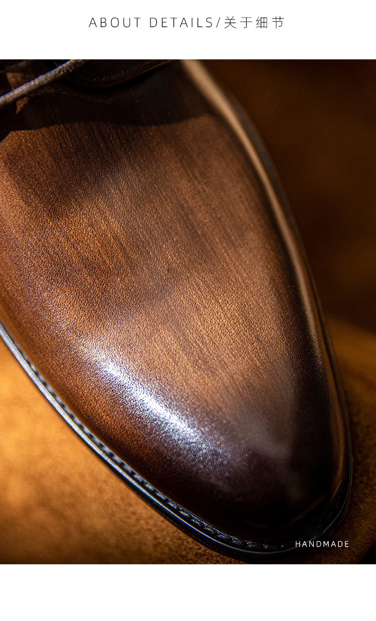 Men's Leather Shoes Breathable Lace Up Hand - rub Color