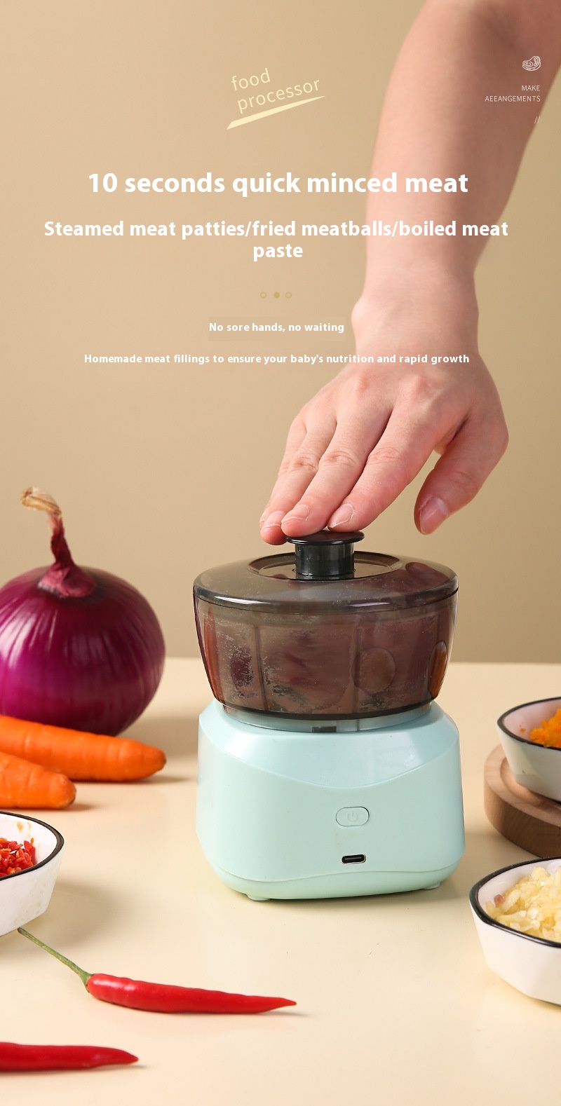 New Minced Meat Household Small Electric Multi - function Food Processor