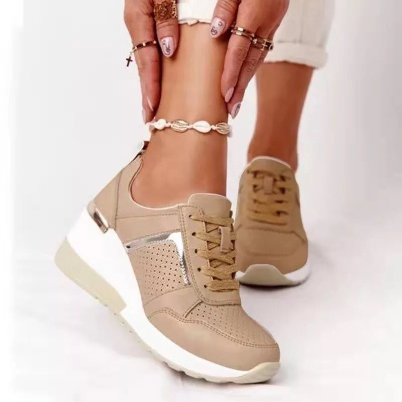Plus Size Casual Platform Dad Shoes Lace - up Wedge Sports Women