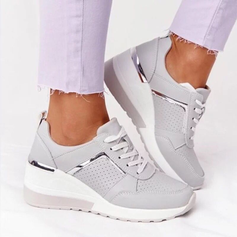 Plus Size Casual Platform Dad Shoes Lace - up Wedge Sports Women
