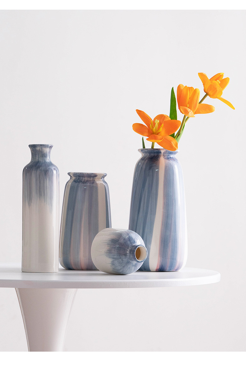 Shu Men Hand Painted Blue Simple Ceramic Vase