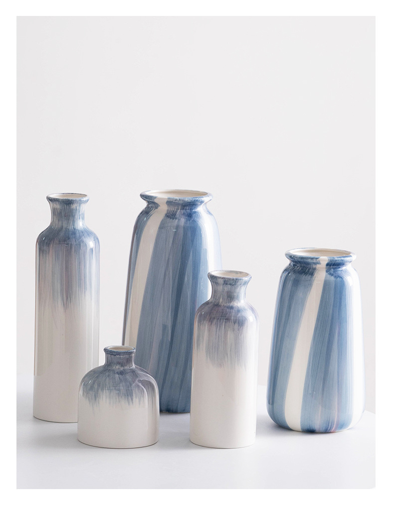 Shu Men Hand Painted Blue Simple Ceramic Vase