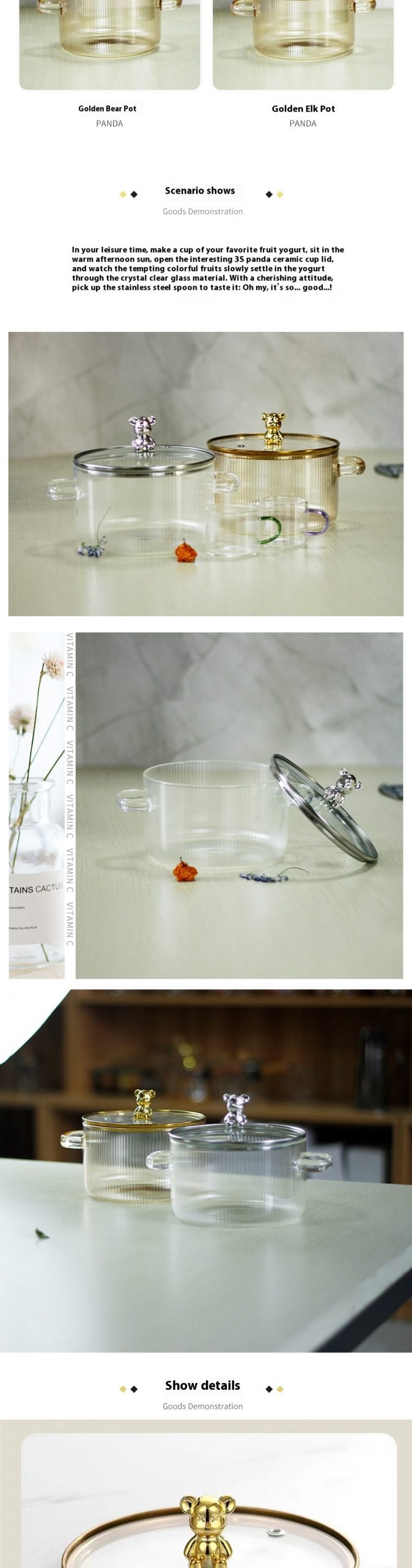 Thick Double - ear Transparent Glass Milk Pot Instant Noodle Bowl Hot Pot Non - stick