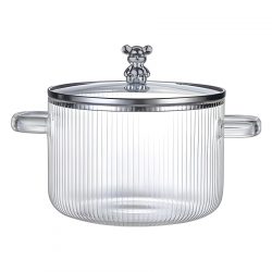 Thick Double - ear Transparent Glass Milk Pot Instant Noodle Bowl Hot Pot Non - stick