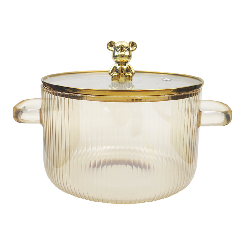 The Thick Double-Ear Transparent Glass Pot (1.6L)  - Image 3